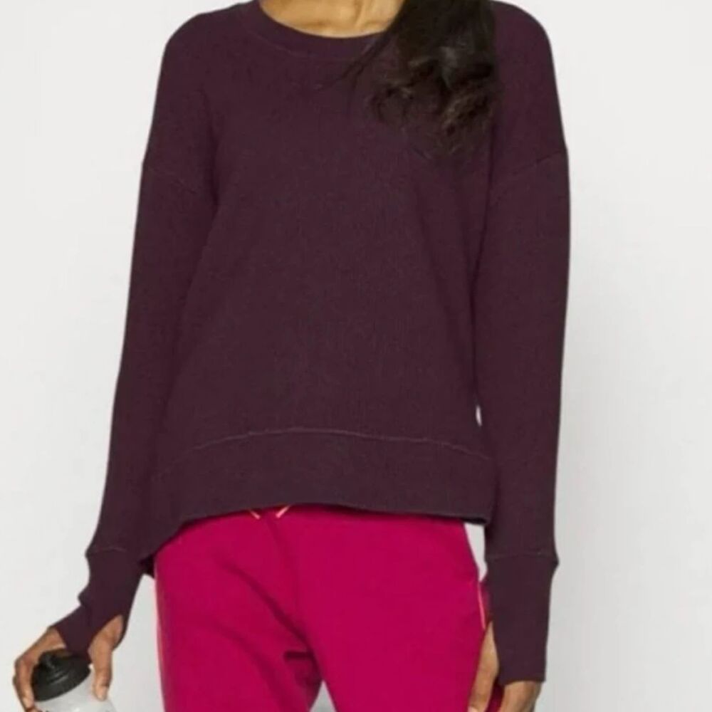 ATHLETA Coaster Luxe Waffle Sweatshirt Purple Plum Sz XS